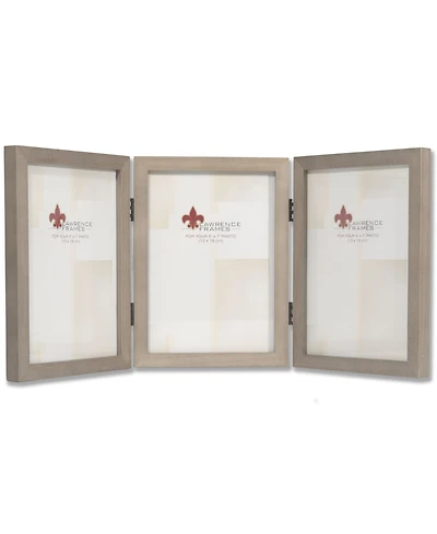 Lawrence Frames Hinged Triple Gray Wood Picture Frame - Gallery Collection - 5" x 7"
