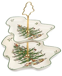 Spode Christmas Tree Sculpted 2-Tiered Server