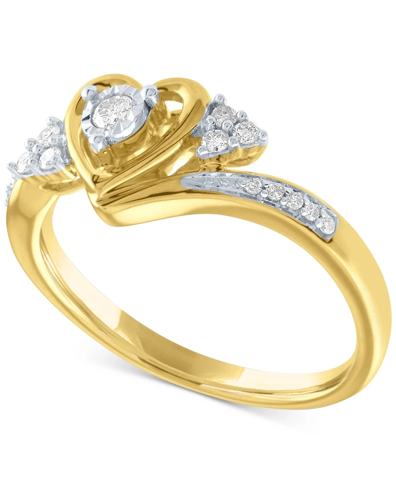 Diamond Heart Promise Ring (1/6 ct. t.w.) in 14k Gold Over Sterling Silver