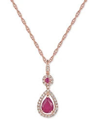 Ruby (1-1/4 ct. t.w.) and Diamond (1/3 ct. t.w.) Pendant Necklace in 14k Rose Gold (Also Available In Tanzanite)