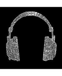 La Pop Art Mens Word T-Shirt - Headphones 63 Genres of Music