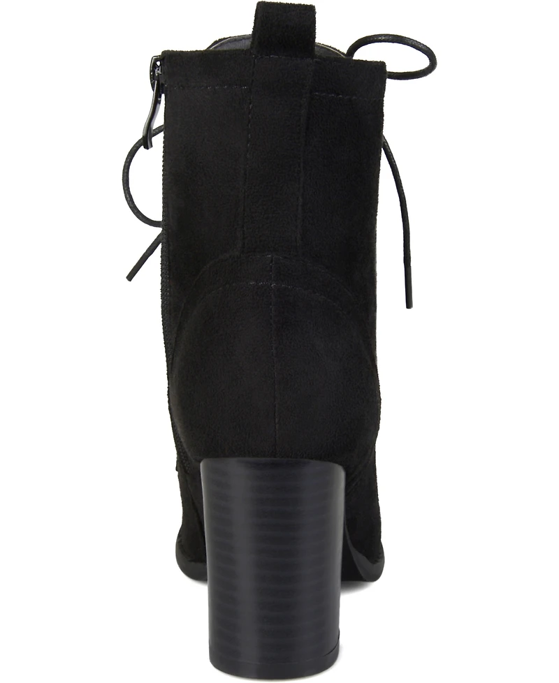 Journee Collection Women's Baylor Lace Up Stacked Heel Booties