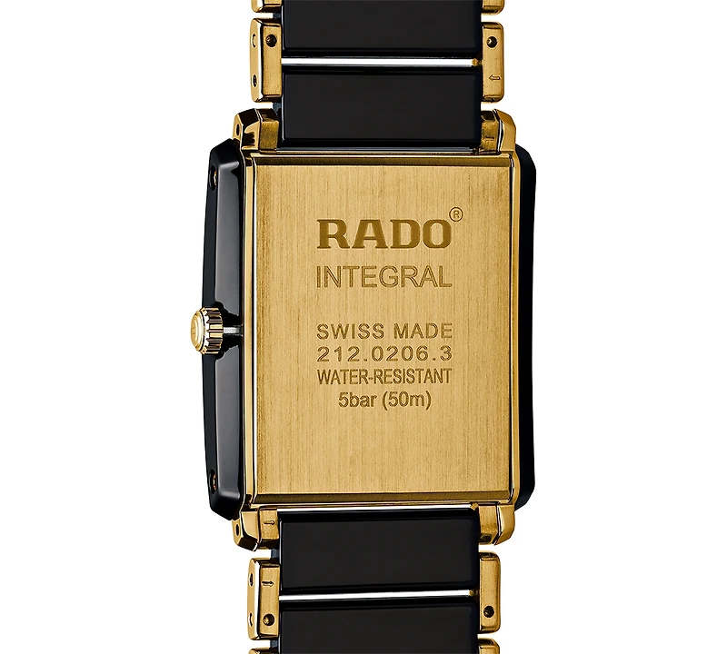 Rado Unisex Swiss Integral Diamond Accent Black Ceramic & Gold-Tone Stainless Steel Bracelet Watch 31x41mm R20204712