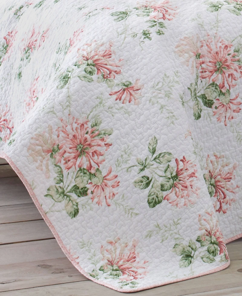 Laura Ashley Honeysuckle Cotton Reversible 3-Pc. Quilt Set, Full/Queen