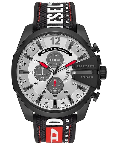 Diesel Men's Chronograph Mega Chief Black Silicone Strap Watch 51mm