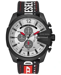 Diesel Men's Chronograph Mega Chief Black Silicone Strap Watch 51mm