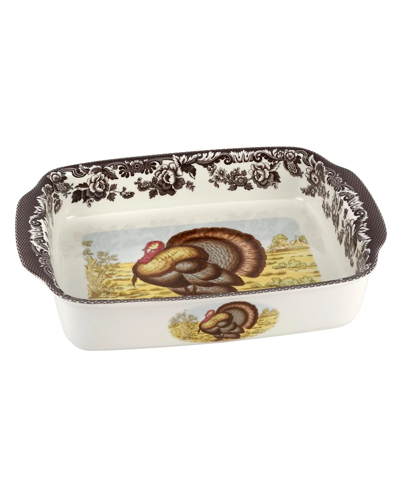 Spode Woodland Turkey Handled Lasagna Dish