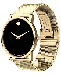 Movado Men's Swiss Museum Gold-Tone Pvd Stainless Steel Mesh Bracelet Watch 40mm