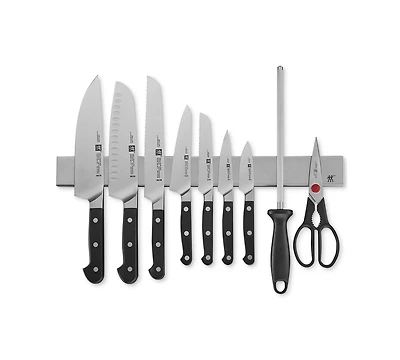 Zwilling Pro 10pc Set w/17.5" Stainless Magnetic Knife Bar