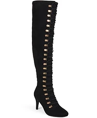 Journee Collection Women's Trill Wide Calf Lace Up Over The Knee Dress Boots