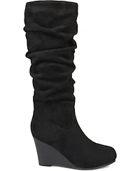 Journee Collection Women's Haze Wide Calf Rouched Knee High Wedge Boots