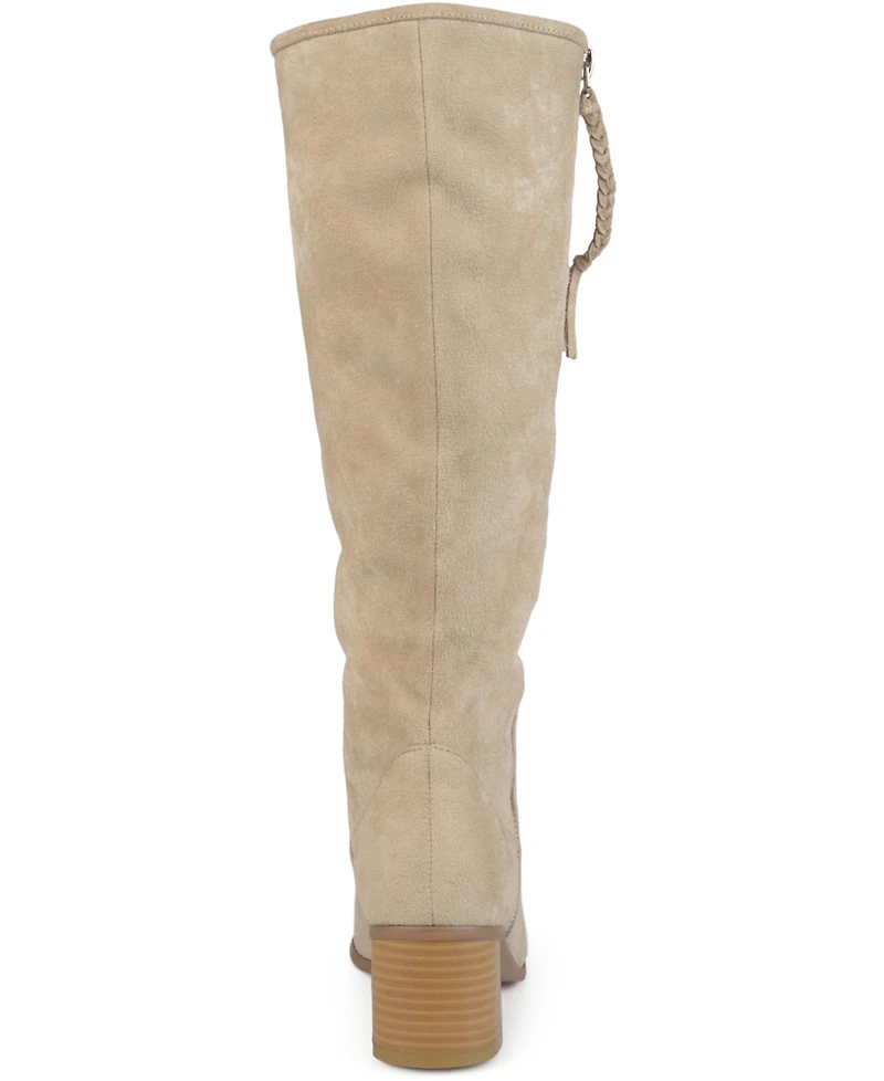 Journee Collection Women's Sanora Wide Calf Stacked Heel Mid Shaft Boots