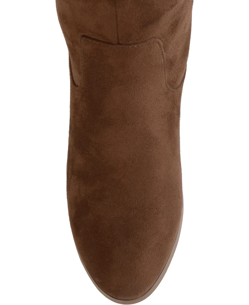 Journee Collection Women's Sanora Wide Calf Stacked Heel Mid Shaft Boots