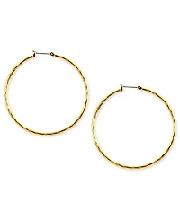 Anne Klein Gold-tone Textured Hoop Earrings, 2"