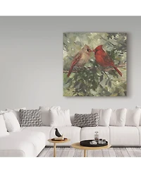Mary Miller Veazie 'Kissing Cardinals' Canvas Art - 35" x 35"
