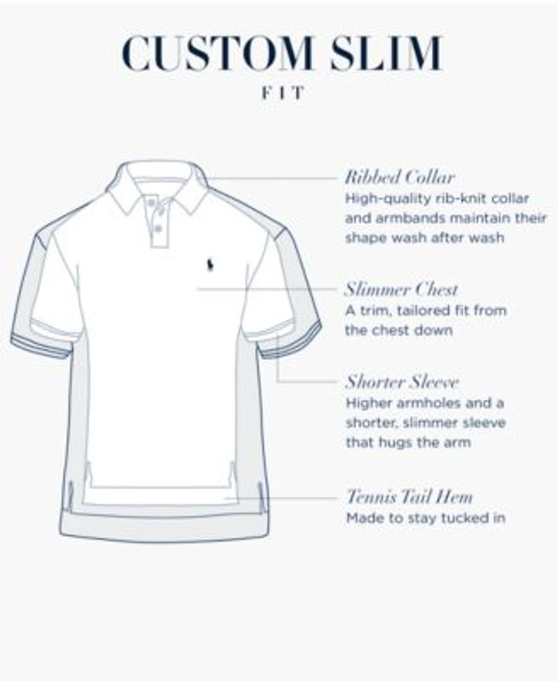 Polo Ralph Lauren Mens Big Pony Custom Slim Fit Mesh Polo Shirt Regular Big Tall