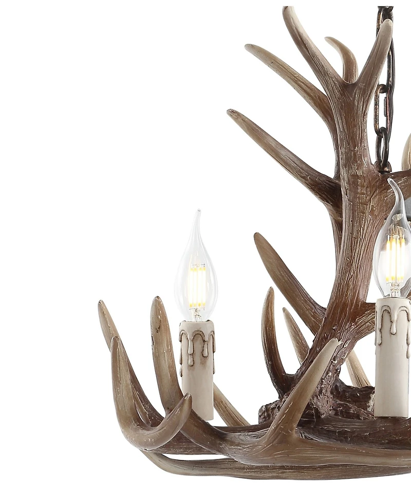 Jonathan Y Eldora 18" Adjustable Resin Antler 3-Light Led Chandelier