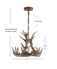Jonathan Y Eldora 18" Adjustable Resin Antler 3-Light Led Chandelier