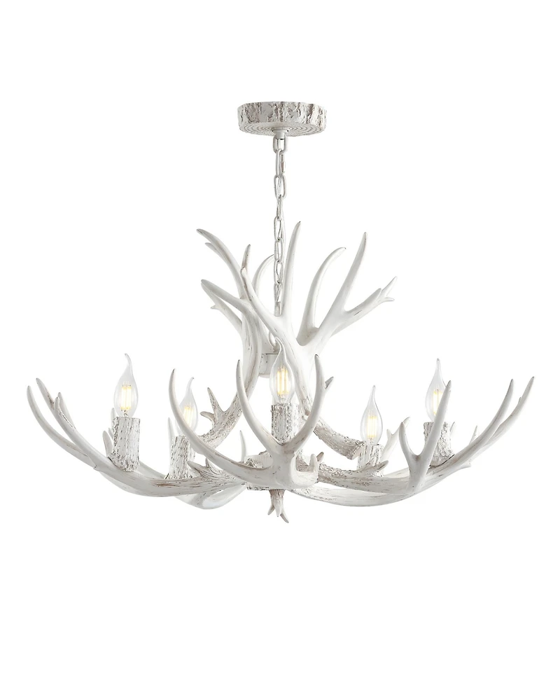 Jonathan Y Eldora 30" Adjustable Resin Antler 5-Light Led Chandelier