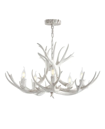 Jonathan Y Eldora 30" Adjustable Resin Antler 5-Light Led Chandelier