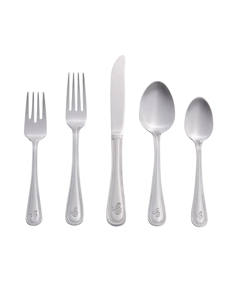 Riverridge Beaded 46 Piece Monogrammed Flatware Set - C, Service for 8