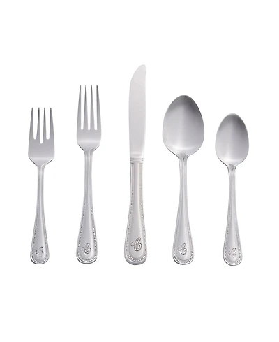 Riverridge Beaded 46 Piece Monogrammed Flatware Set - C, Service for 8