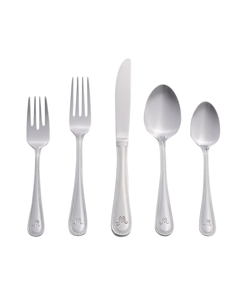 Riverridge Beaded 46 Piece Monogrammed Flatware Set - M, Service for 8