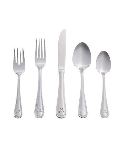 Riverridge Beaded 46 Piece Monogrammed Flatware Set - M, Service for 8