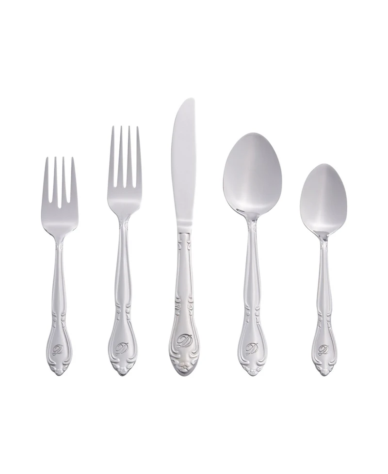 Riverridge Rose 46 Piece Monogrammed Flatware Set - D, Service for 8