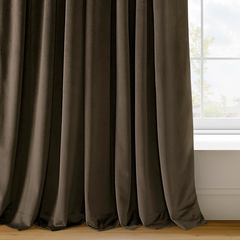 Half Price Drapes Java Signature Velvet Blackout Curtain