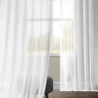 Half Price Drapes White Orchid Textured Faux Linen Sheer Curtain