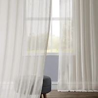 Half Price Drapes Gardenia Textured Faux Linen Sheer Curtain