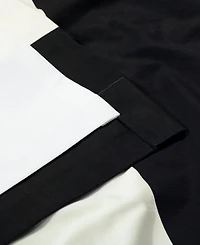 Half Price Drapes Onyx Black & Off White Horizontal Striped Printed Cotton Room Darkening Curtain