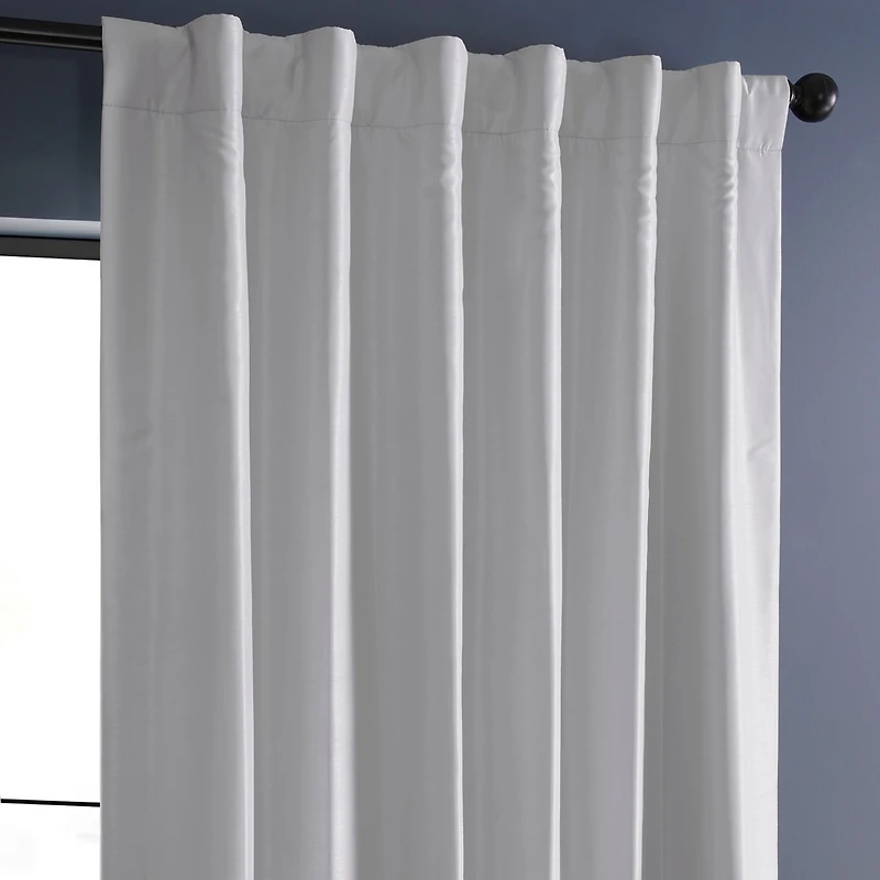 Half Price Drapes Ice Vintage Textured Faux Dupioni Silk Blackout Curtain