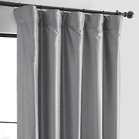 Half Price Drapes Storm Grey Vintage Textured Faux Dupioni Silk Blackout Curtain