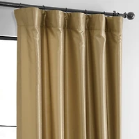 Half Price Drapes Flax Gold Vintage Textured Faux Dupioni Silk Blackout Curtain