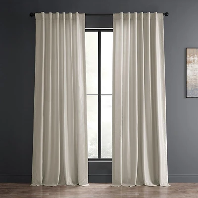 Half Price Drapes Mist Greige Vintage Textured Faux Dupioni Silk Curtain