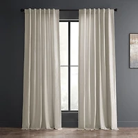 Half Price Drapes Mist Greige Vintage Textured Faux Dupioni Silk Curtain
