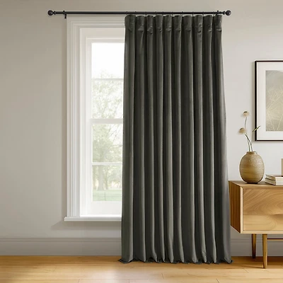 Half Price Drapes Gunmetal Grey Signature Extra Wide Velvet Blackout Curtain