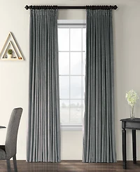 Half Price Drapes Gunmetal Grey Signature Extra Wide Velvet Blackout Curtain
