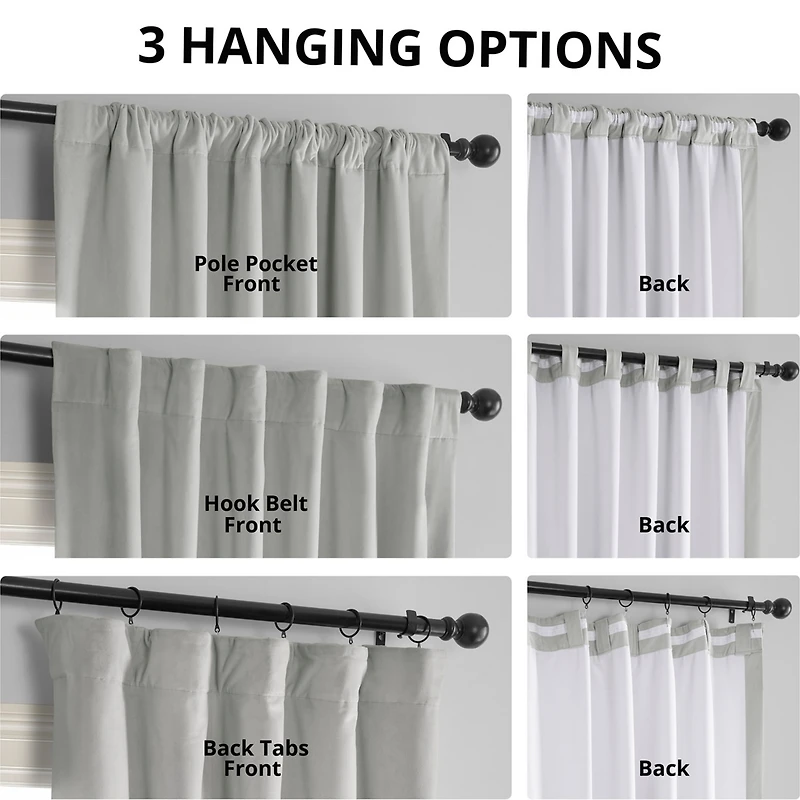 Half Price Drapes Reflection Grey Signature Velvet Blackout Curtain