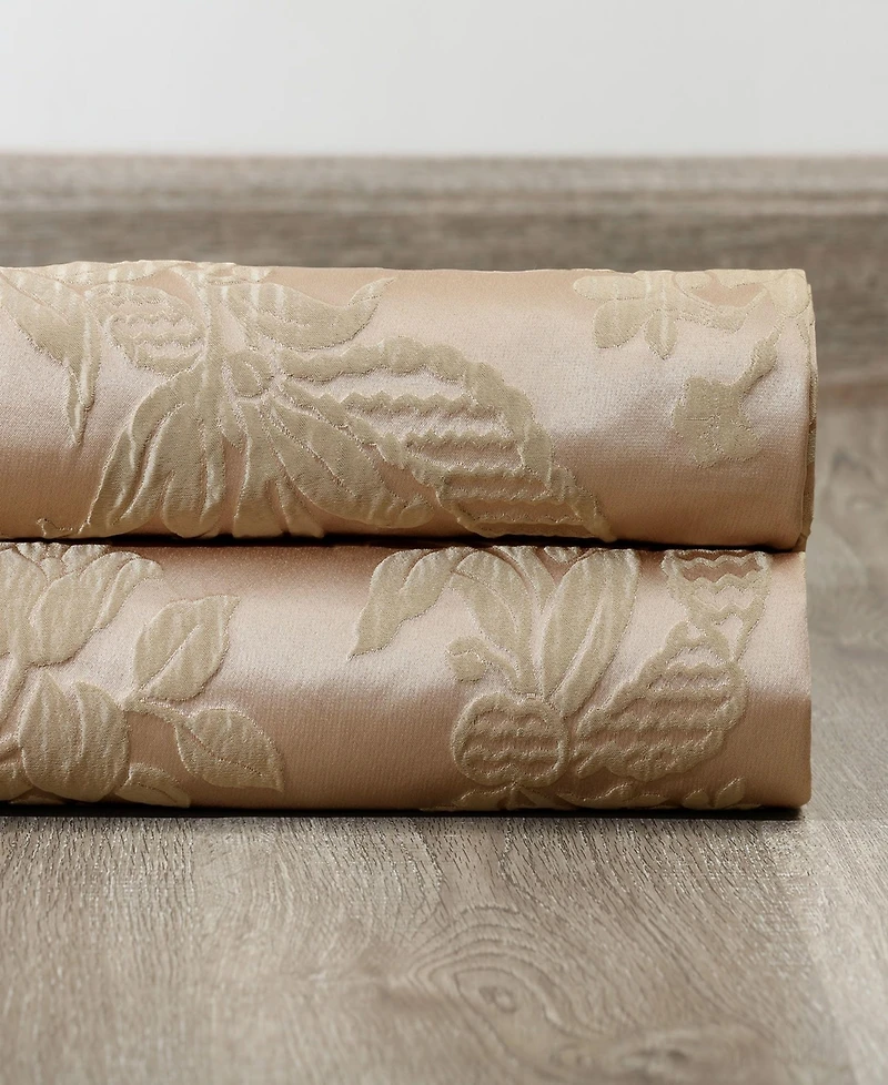 Half Price Drapes Magdelena Beige & Gold Damask Faux Silk Jacquard Room Darkening Curtain