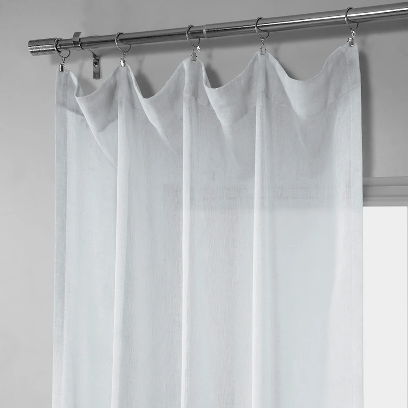 Half Price Drapes Aspen White Textured Faux Linen Sheer Curtain