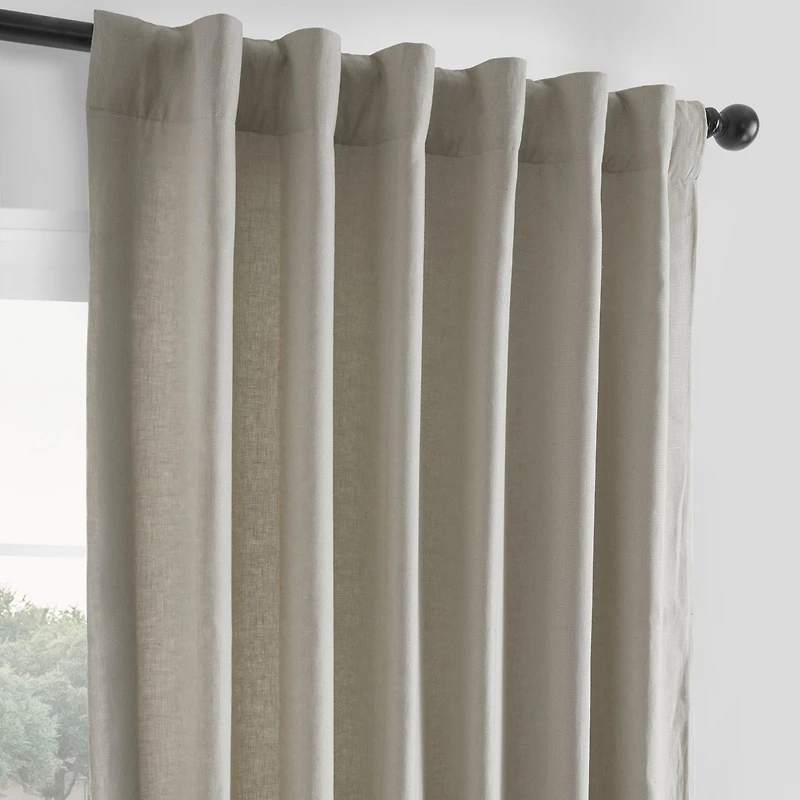 Half Price Drapes Fresh Khaki French Linen Room Darkening Curtain