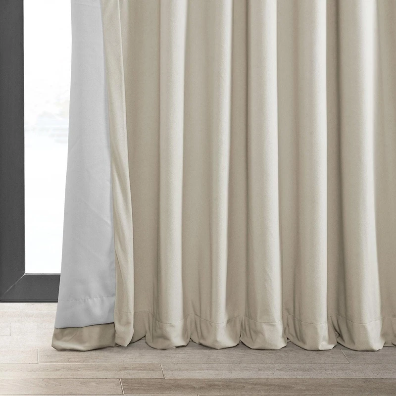 Half Price Drapes Warm Off White Grommet Signature Extra Wide Velvet Blackout Curtain