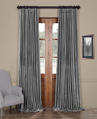 Half Price Drapes Silver Extra Wide Vintage Textured Faux Dupioni Silk Blackout Curtain