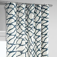 Half Price Drapes Ellis Blue Abstract Printed Cotton Room Darkening Curtain