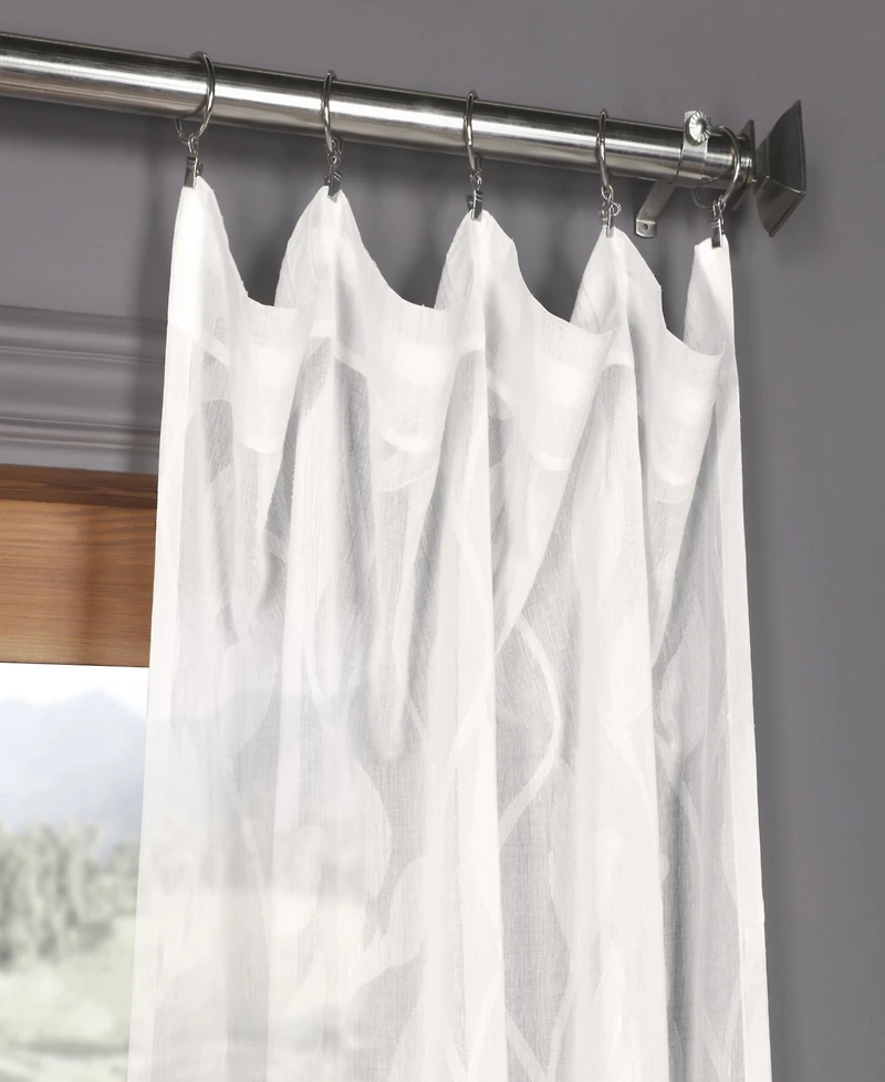 Half Price Drapes Avignon Vine Floral Patterned Faux Linen Sheer Curtain