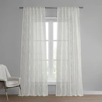 Half Price Drapes Avignon Vine Floral Patterned Faux Linen Sheer Curtain