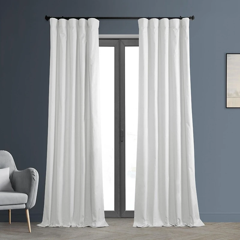 Half Price Drapes Whisper White Solid Cotton Hotel Blackout Curtain